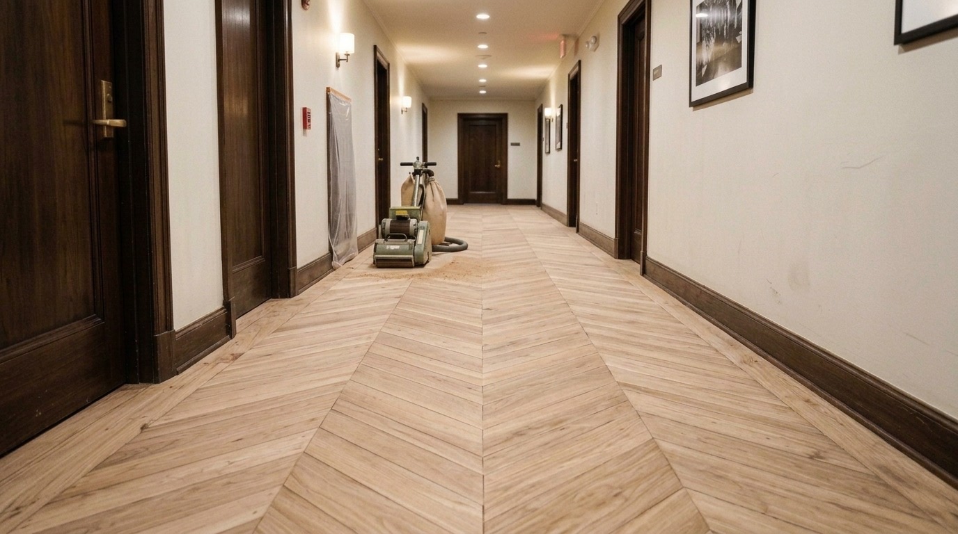 Empty protected hallway ready for work