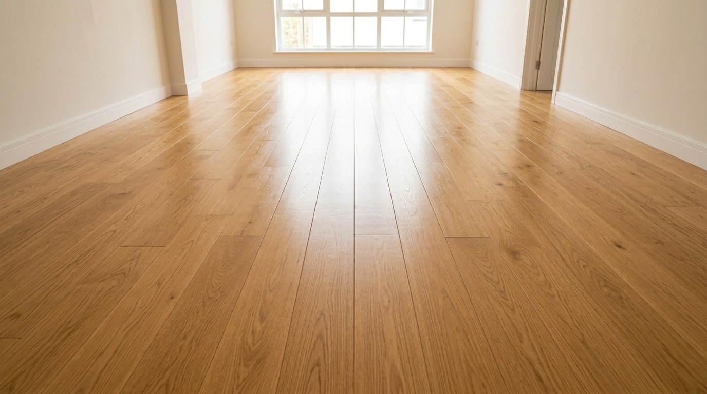Floor with a sound finish in morning light